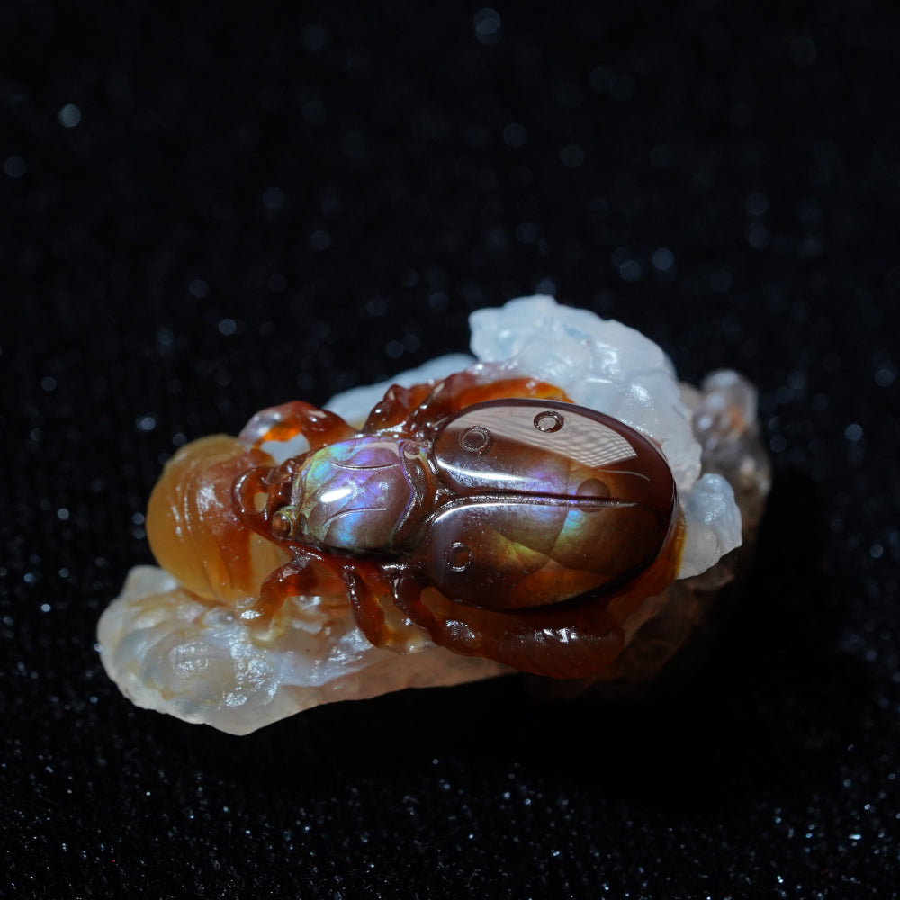 Fire Agate hand-carving display