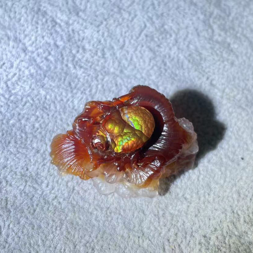 Fire Agate hand-carving display