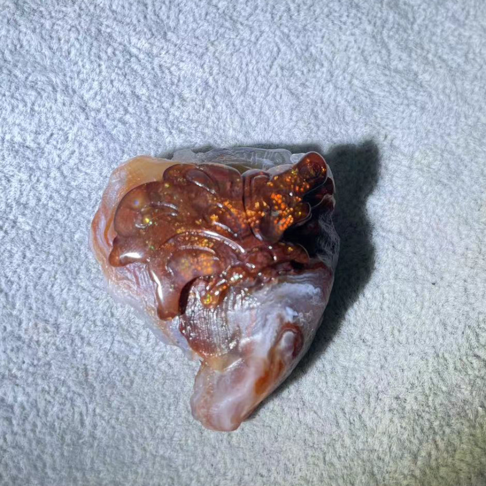 Fire Agate hand-carving display